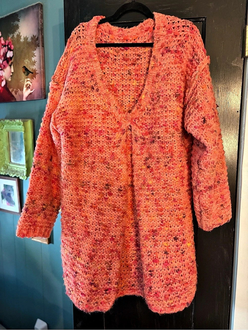 Free People I'll Be Around Orange & Pink Sweater